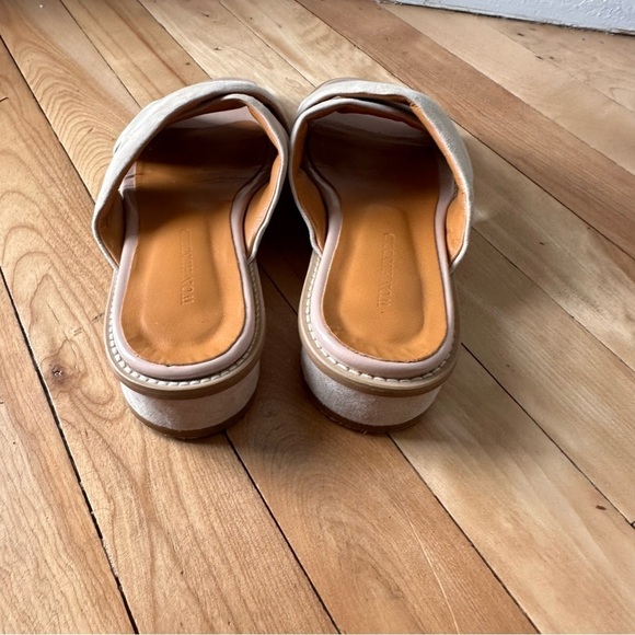 Won Hundred Penelope Nude Slide Sandals 38 Criss Cross Puffy Round circle heel - Picture 5 of 10